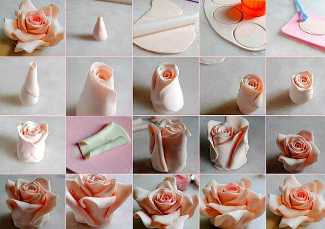 Фигурки роз из мастики