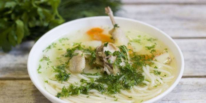 Суп с лапшой с мясом кролика